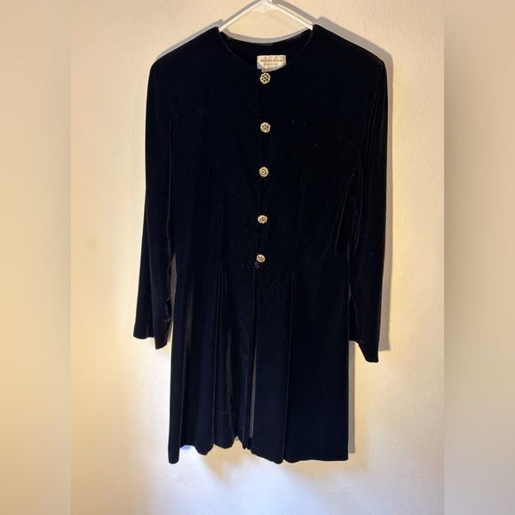 The Silk Farm black velvet tuxedo coat/ jacket/ duster - Picture 2 of 12